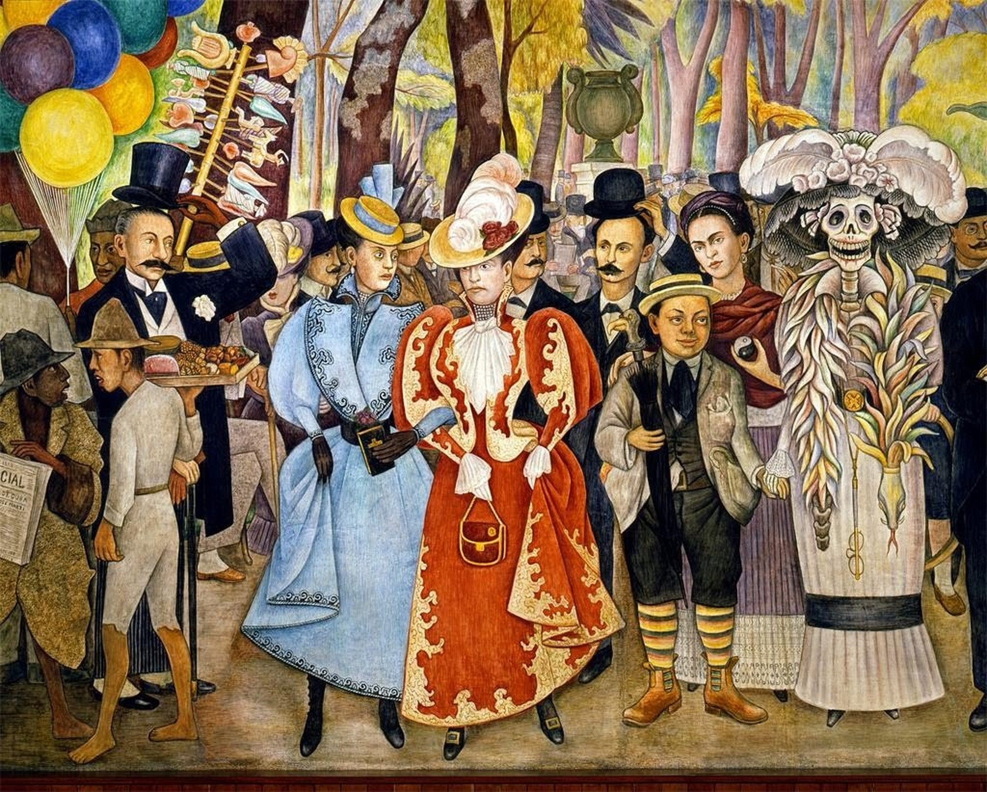 Dream of a Sunday Afternoon in Alameda Park, Detail - by Diego Rivera