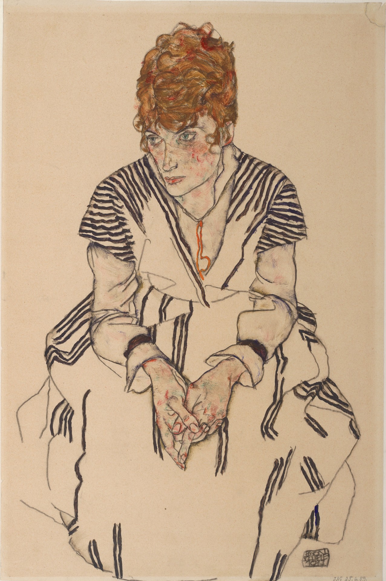 Portrait of the Artist's Sister-in-Law, Adele Harms, 1917 - by Egon Schiele