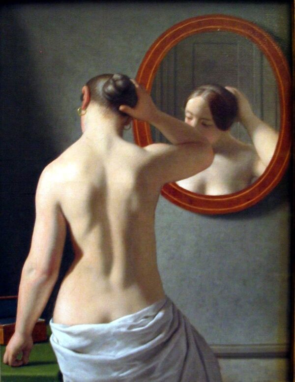 Woman Standing in Front of a Mirror - by Christoffer Wilhelm Eckersberg
