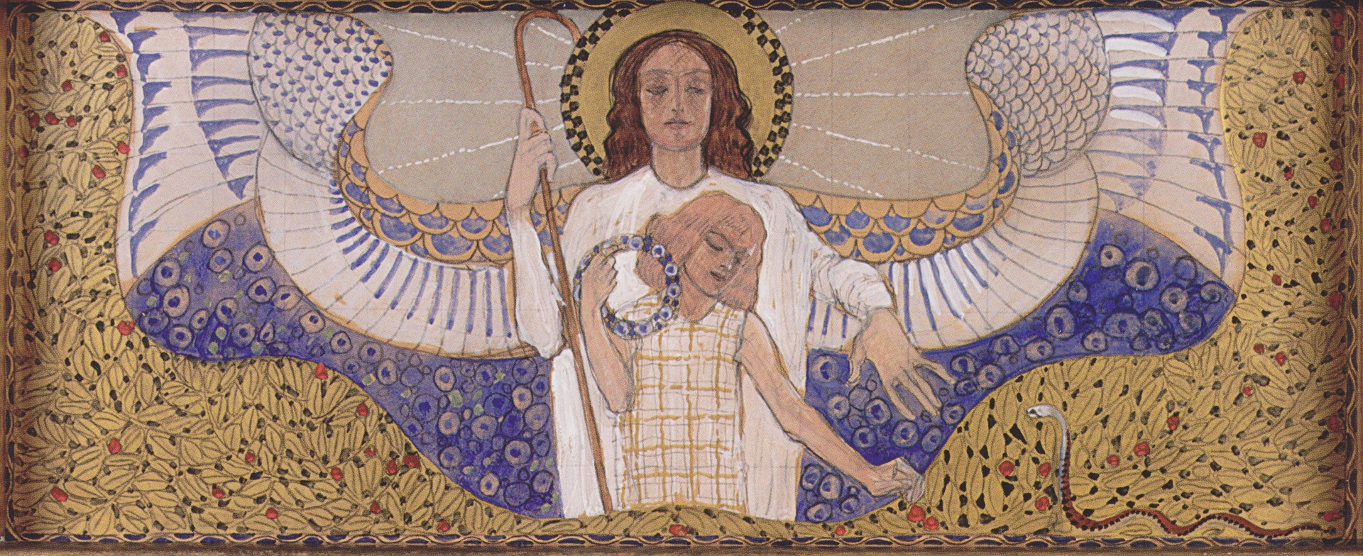 Am Steinhof Church, Design for the Right Side Altar Guardian Angel - by Koloman Moser