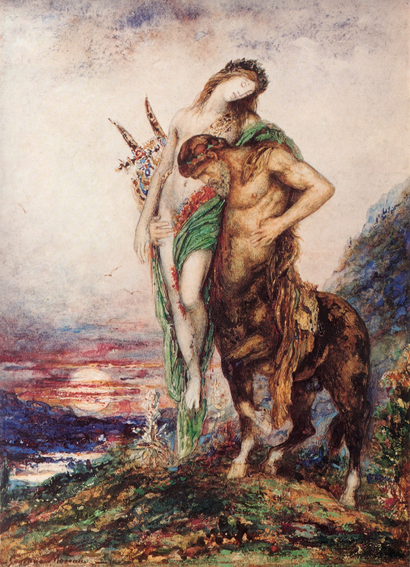 Dead Poet Borne - by Centaur - by Gustave Moreau