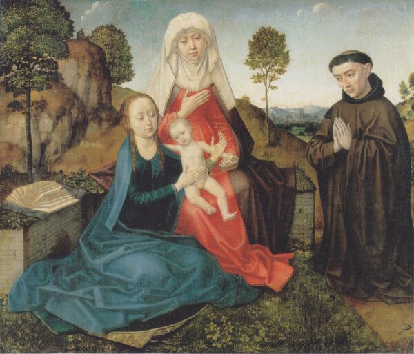 Virgin and Child With St. Anne and a Franciscan donor - by Hugo van der Goes
