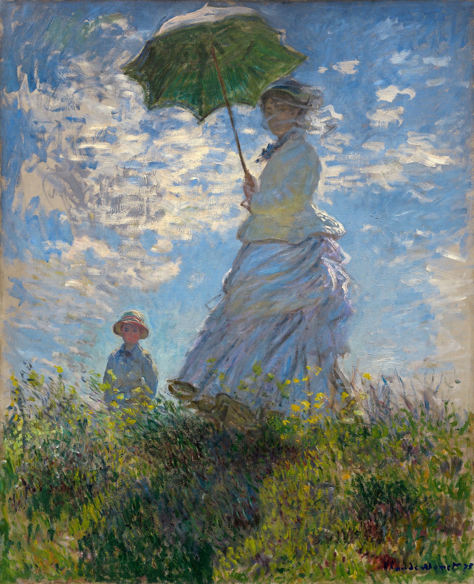 The Promenade, Woman with a Parasol - by Claude Monet