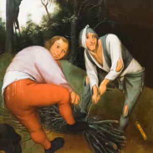 Two Peasants Binding Faggots - by Pieter Brueghel the Younger