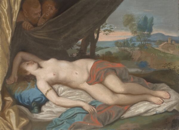 Sleeping nymph spied - by satyrs (after a painting based on a print - by Anthony van Dyck) - by Jean-?tienne Liotard