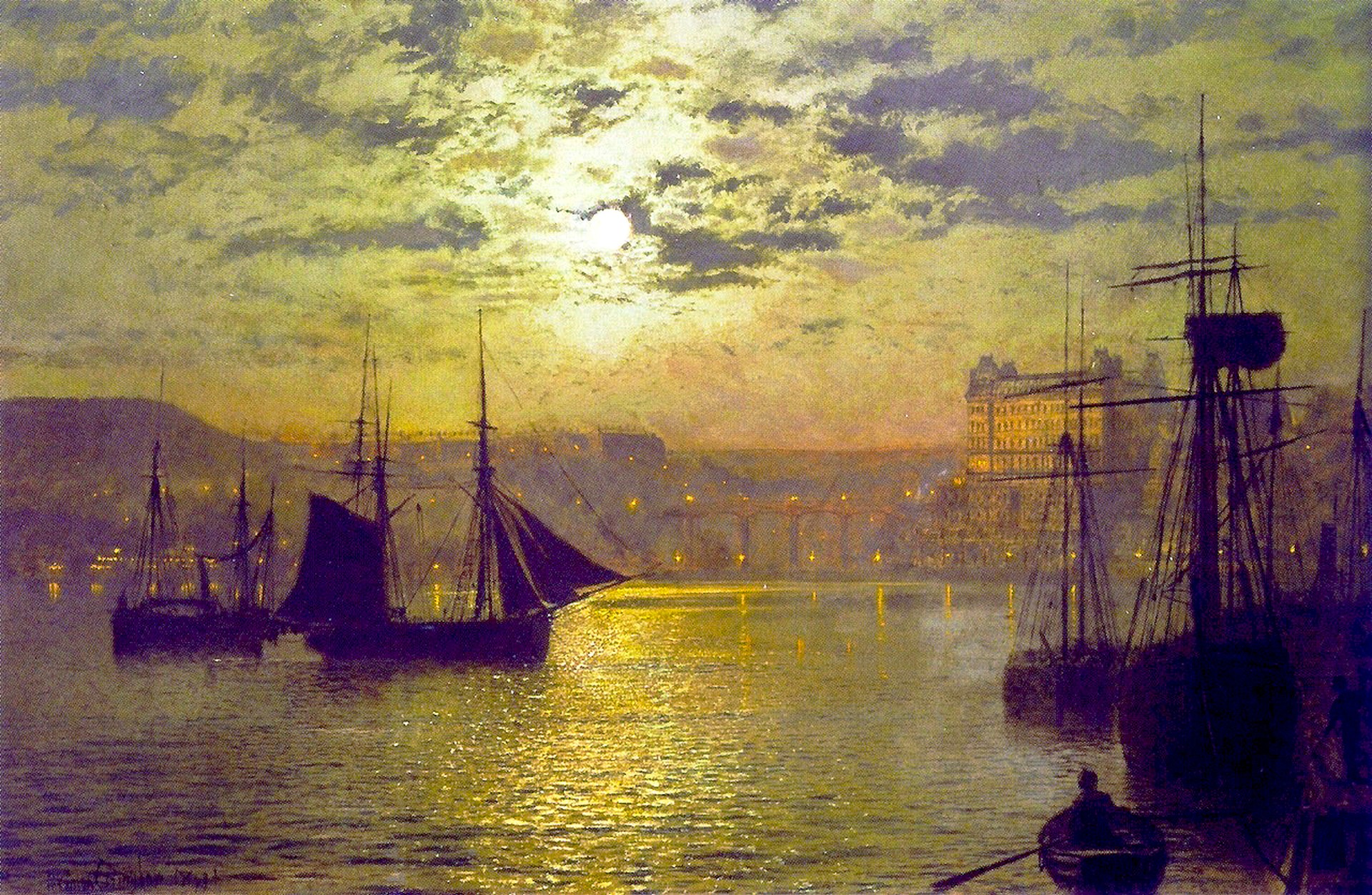Scarborough - by Moonlight - by John Atkinson Grimshaw