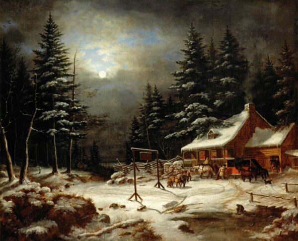 White Horse Inn - by Moonlight - by Cornelius Krieghoff