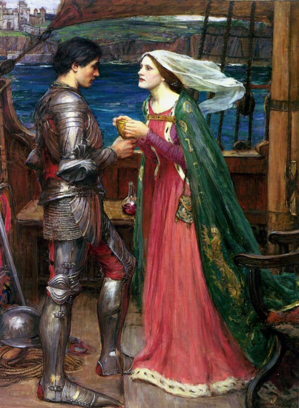 Tristan and Isolde with the Potion - by John William Waterhouse