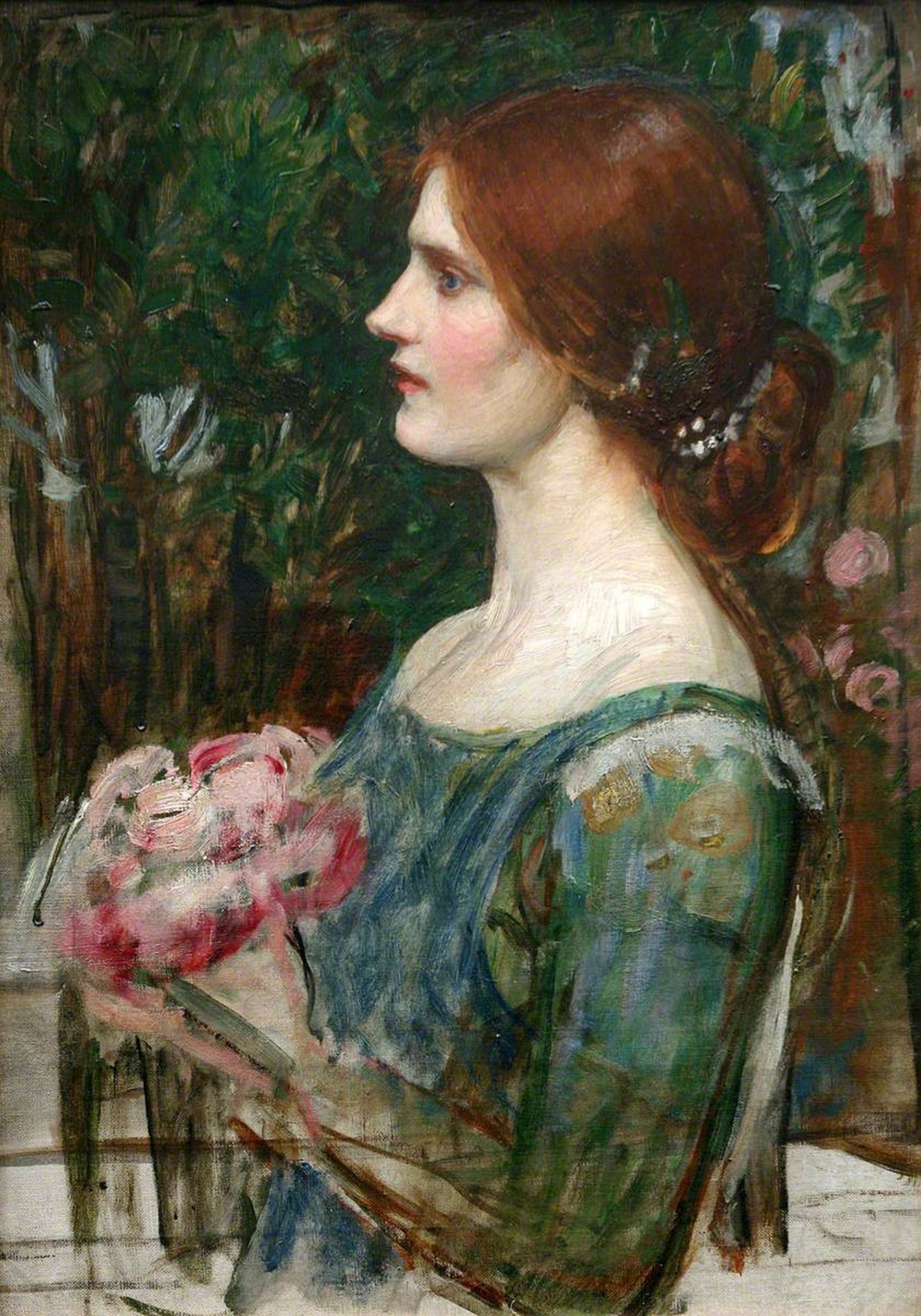 The Bouquet (study) - by John William Waterhouse