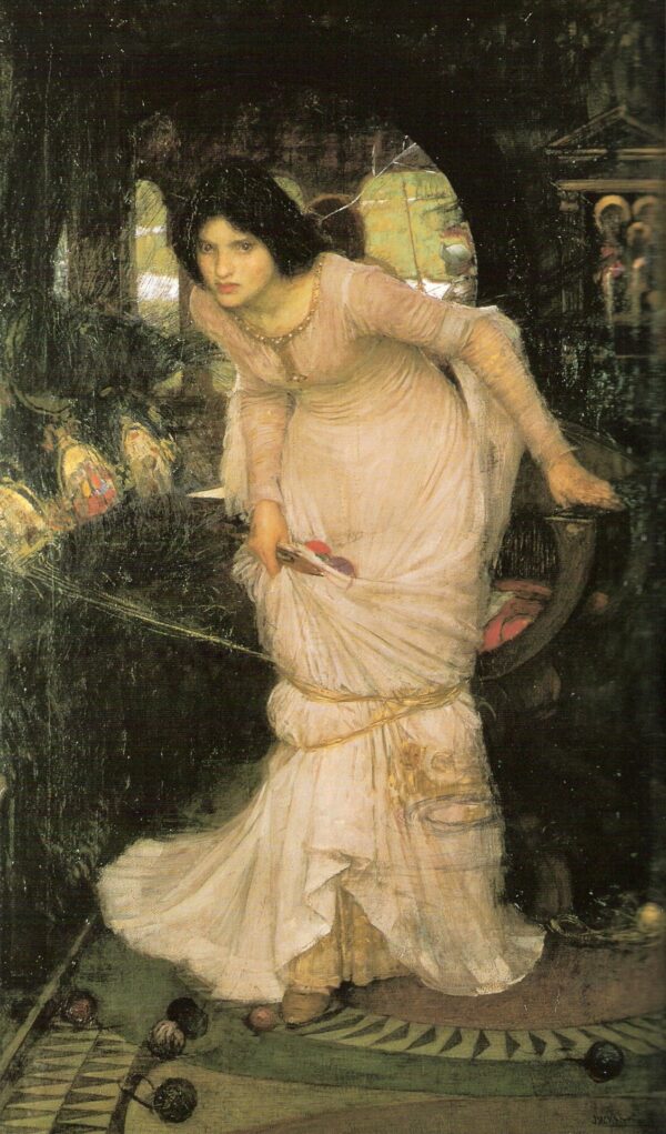 The Lady of Shallot Looking at Lancelot - by John William Waterhouse