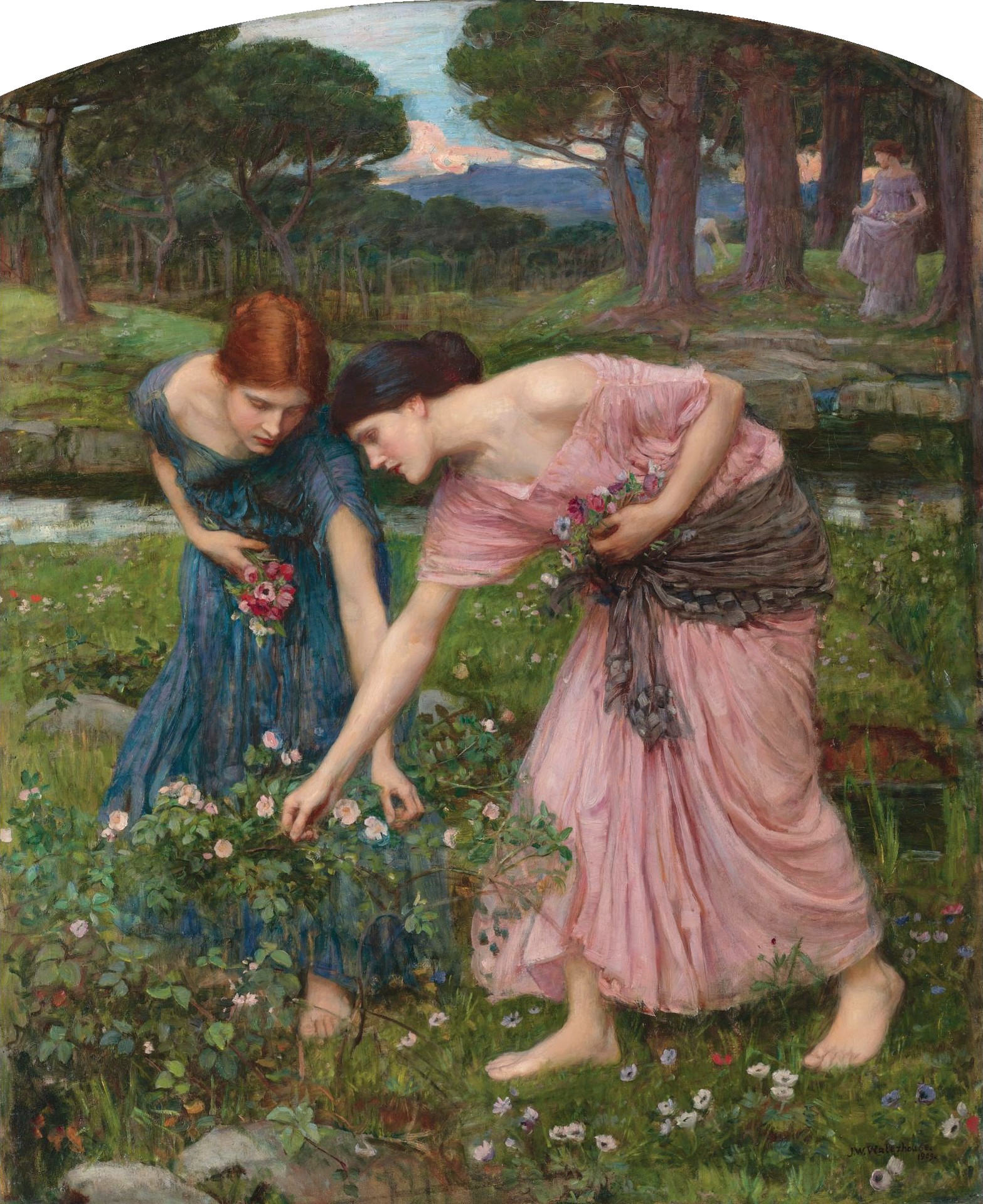 Waterhouse-gather ye rosebuds-1909 - by John William Waterhouse