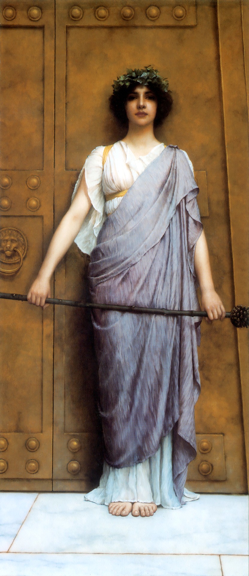 At the Gate of the Temple-1898 - by John William Godward