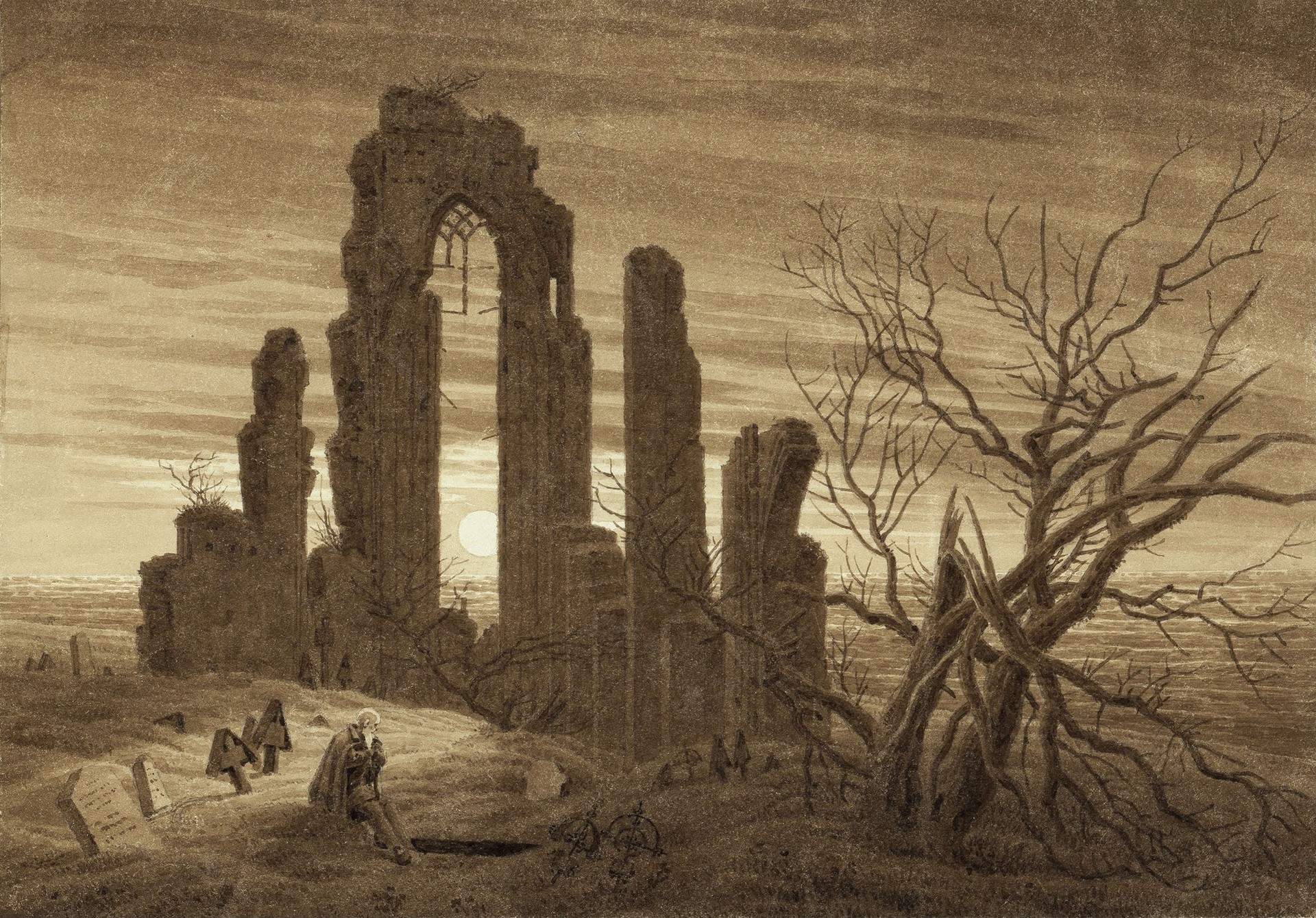 Winter – Night – Old Age and Death (from the times of day and ages of man cycle of 1803) - by Caspar David Friedrich