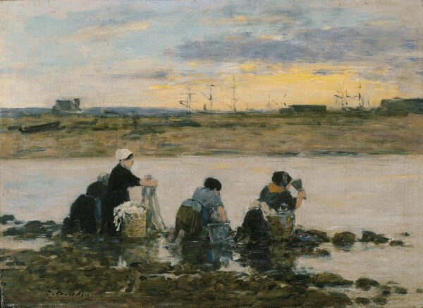 Washerwomen - by the River - by Eugène Boudin