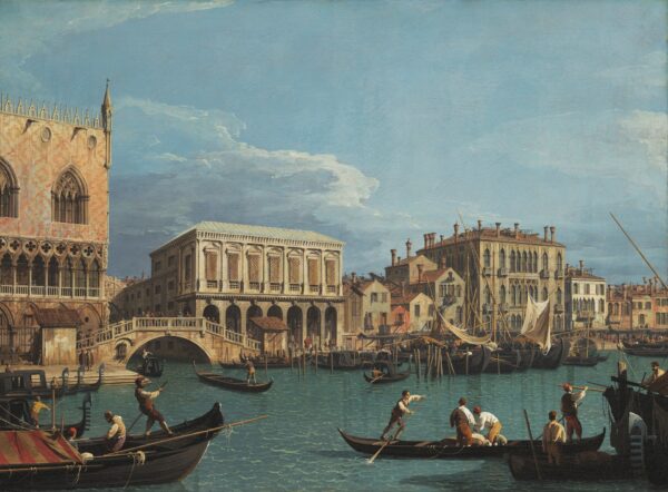 View of the Riva degli Schiavoni Venice - by Canaletto