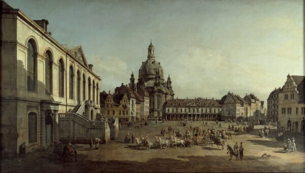 View of the Neumarkt in Dresden from the Jüdenhofe - by Canaletto