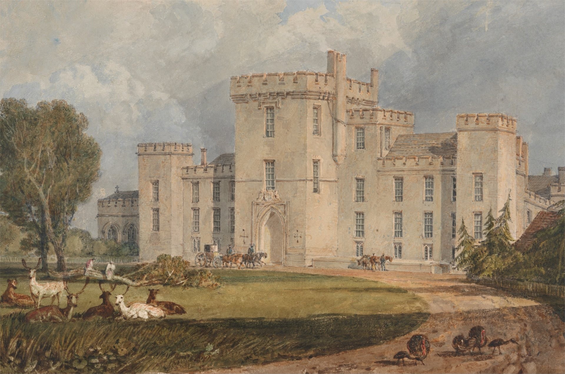 View of Hampton Court, Herefordshire, from the Northwest - by J. M. W. Turner