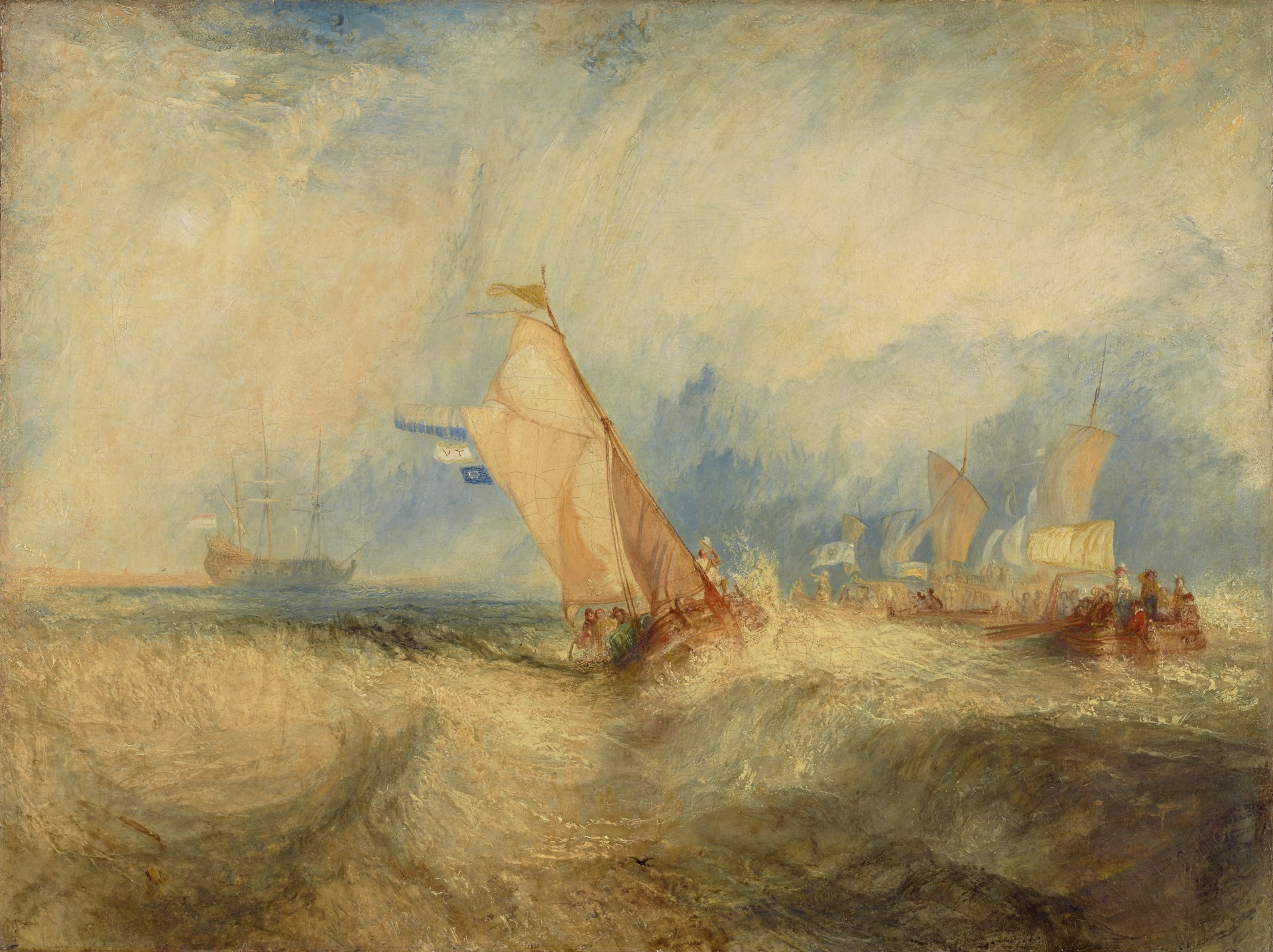 Van Tromp, going about to please his Masters, Ships a Sea, getting a Good Wetting - by J. M. W. Turner
