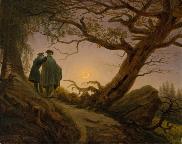 Two Men Contemplating the Moon - by Caspar David Friedrich