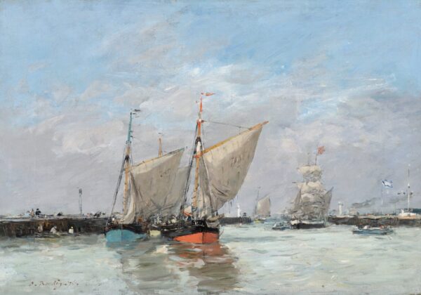 Trouville, The Jetties, High Tide - by Eugène Boudin