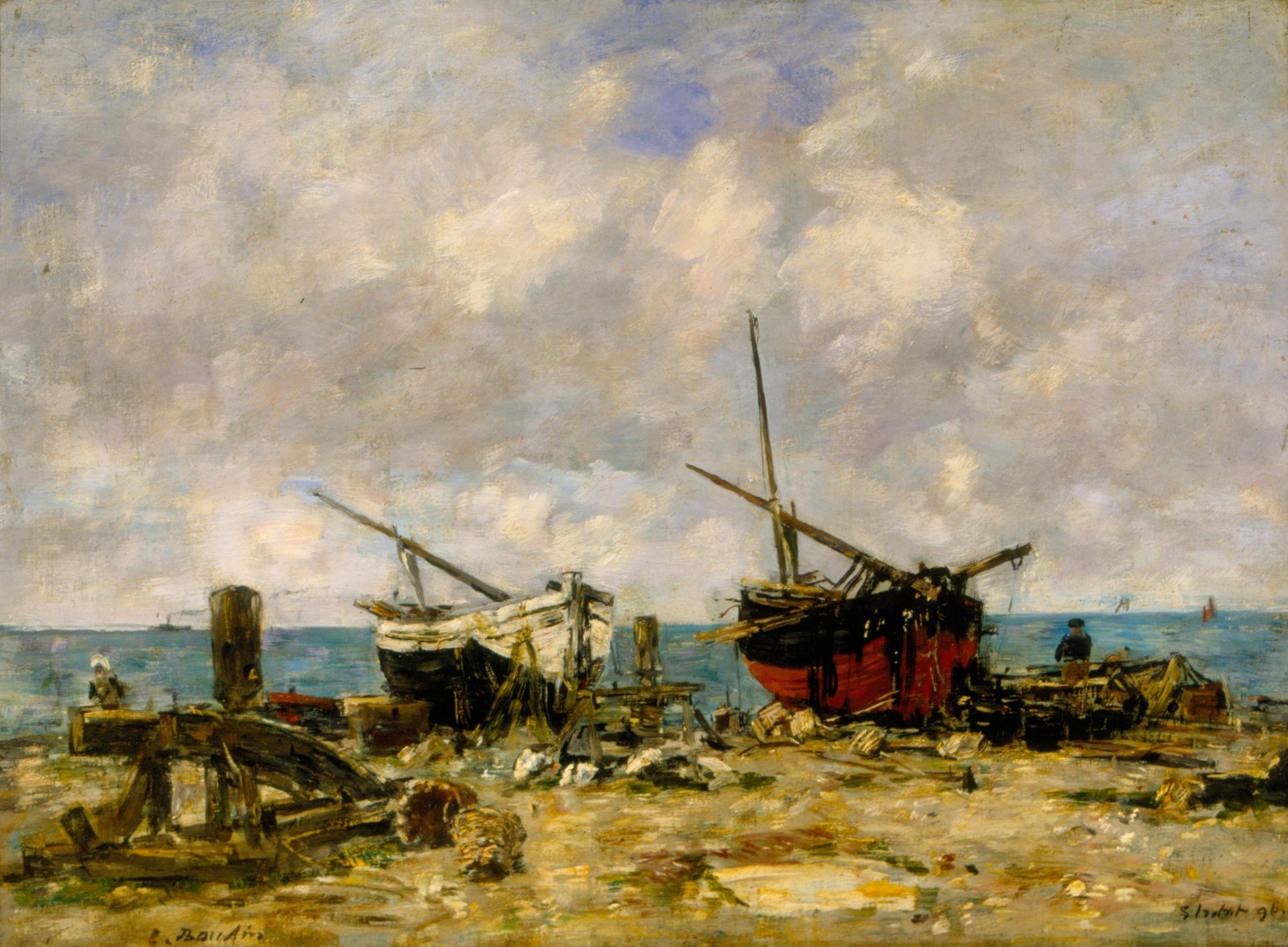Étretat. Run aground boats - Eugène Boudin