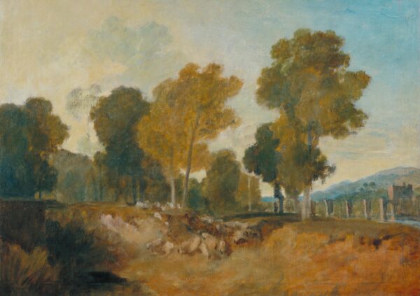 Trees beside the River, with Bridge in the Middle Distance - by J. M. W. Turner