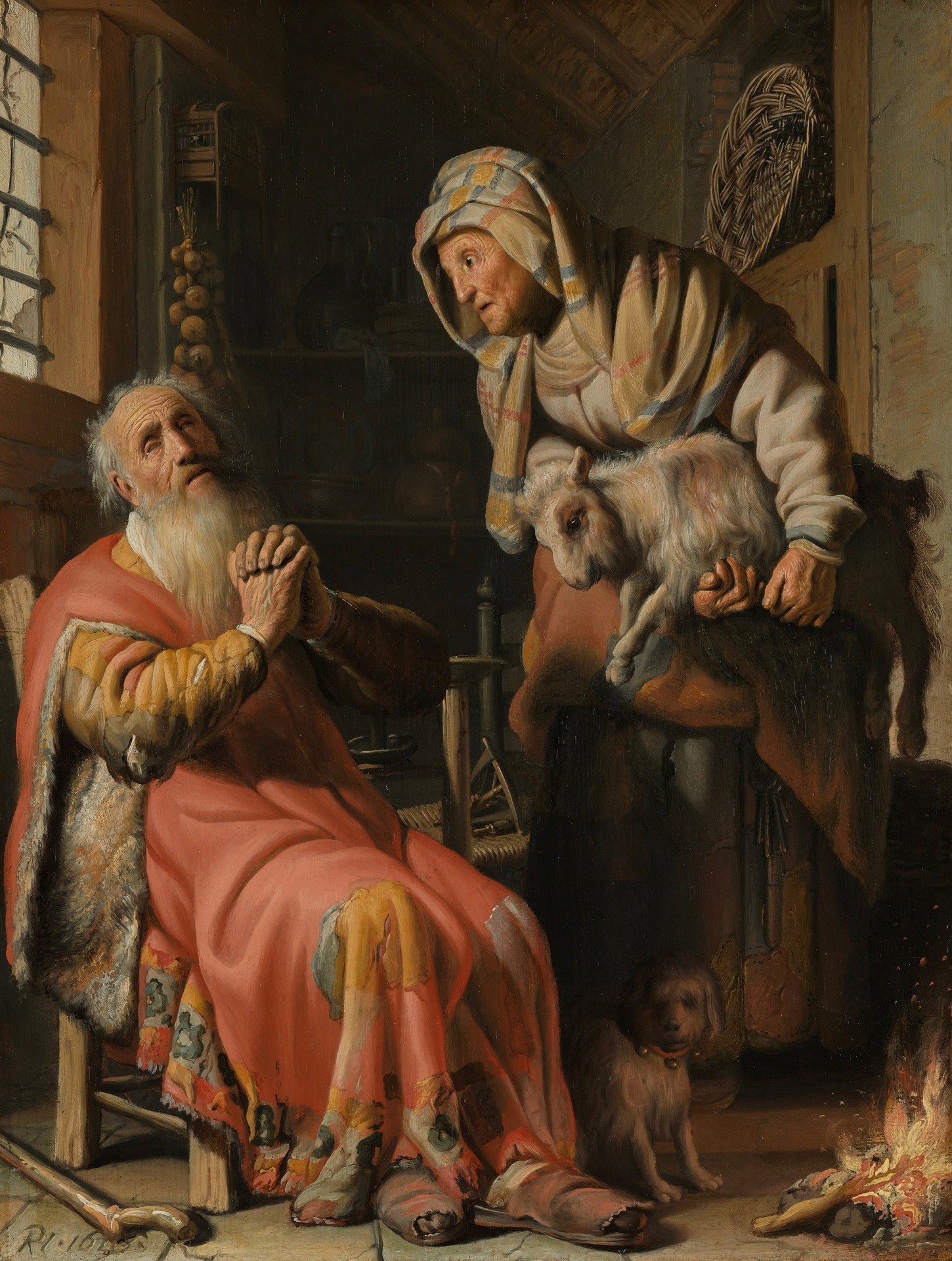 Tobit en Anna met het bokje - by Rembrandt