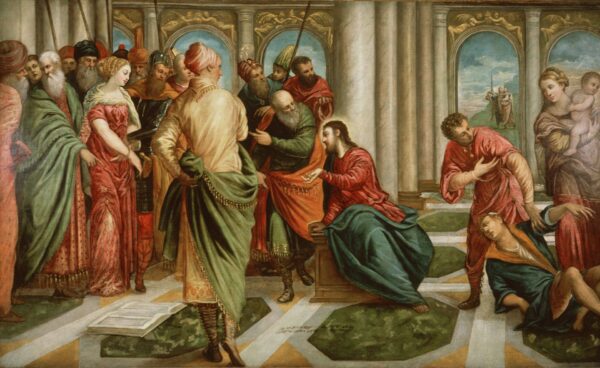 The Woman Taken in Adultery - by Tintoretto