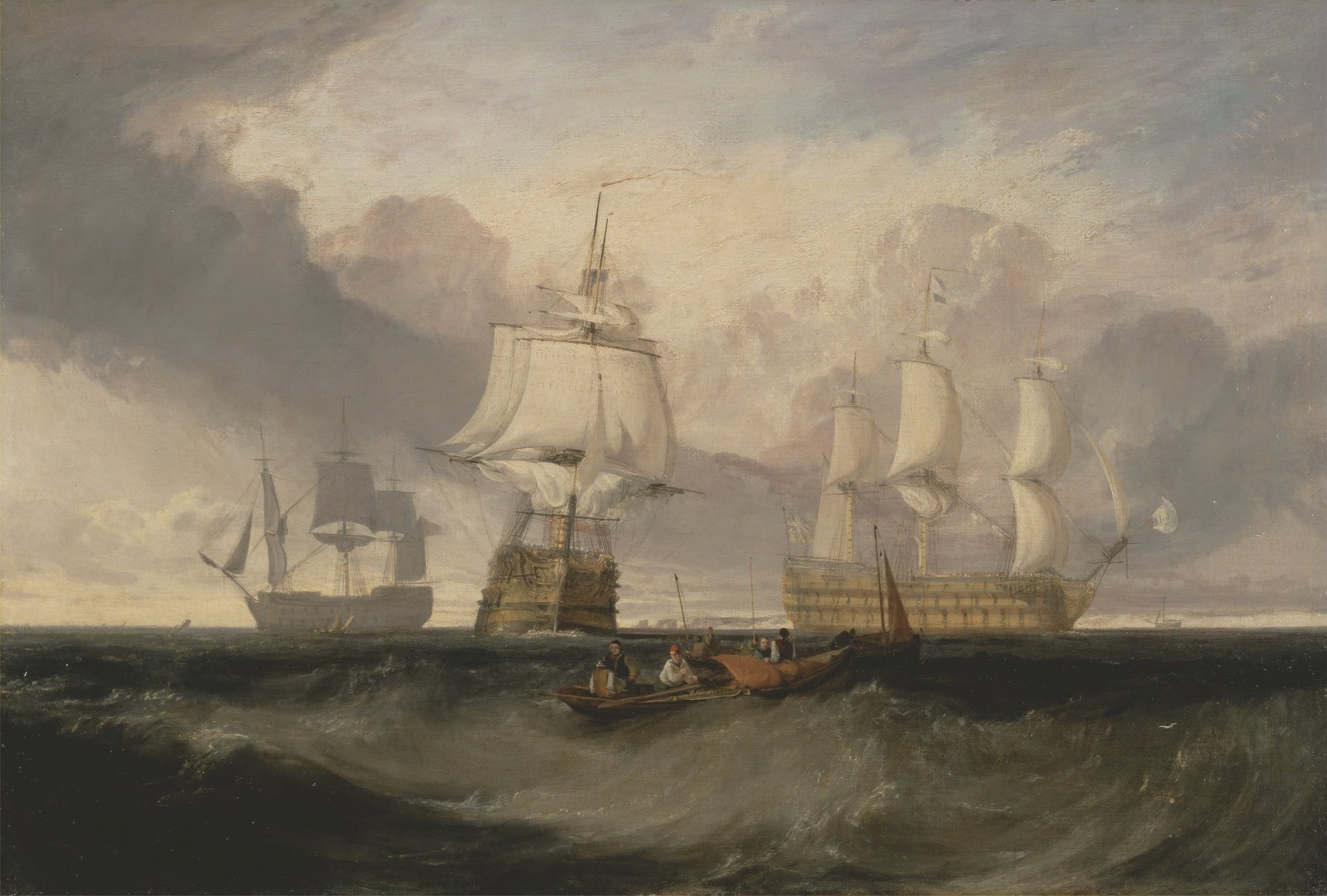 The Victory Returning from Trafalgar, in Three Positions - by J. M. W. Turner