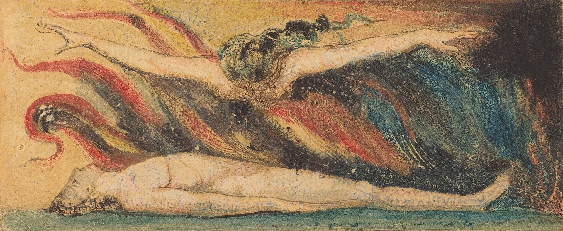 The Soul Hovering Over the Body (from Marriage of Heaven and Hell," plate 14) - by William Blake