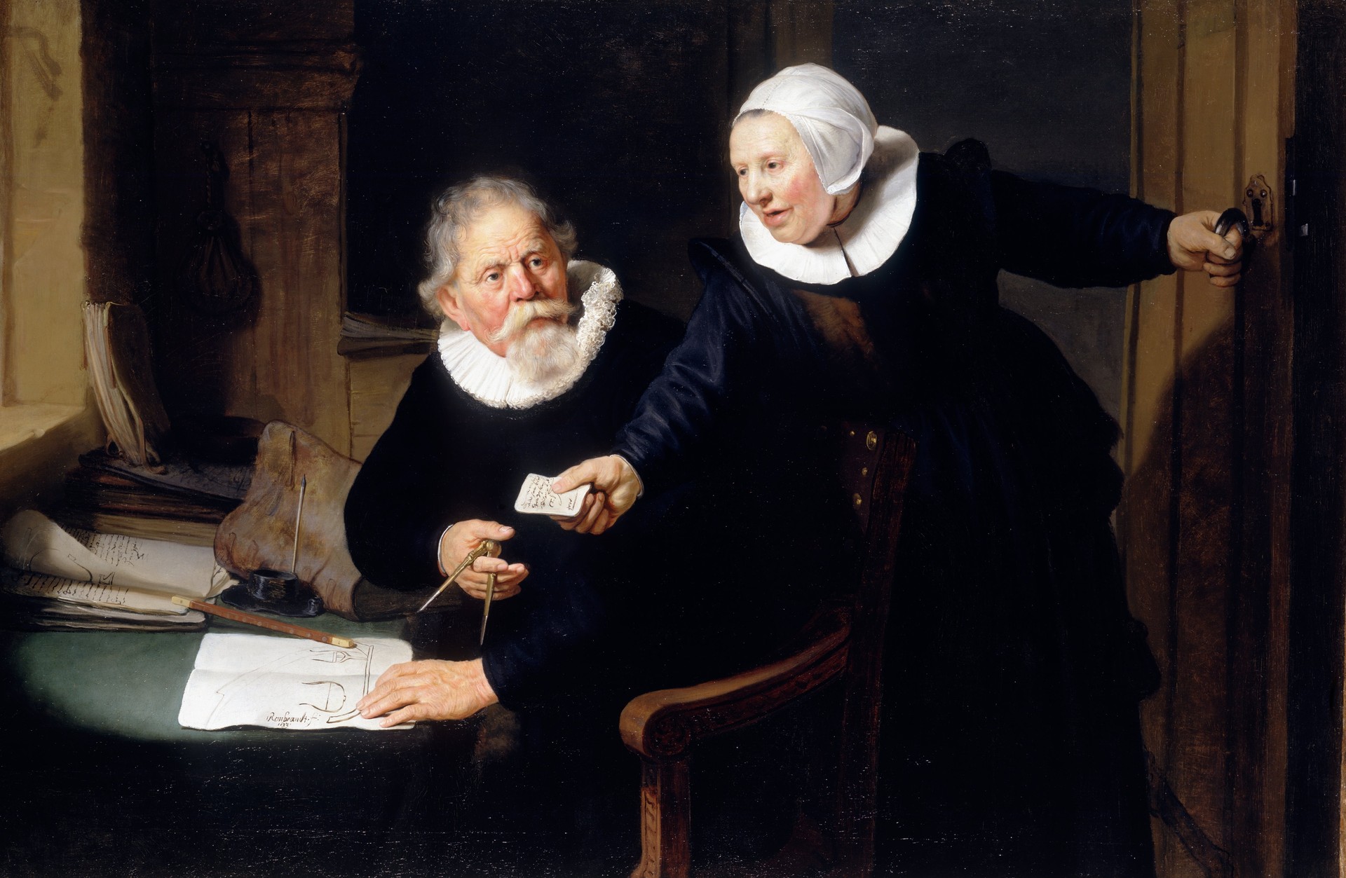 The Shipbuilder and his Wife: Jan Rijcksen (1560/2-1637) and his Wife, Griet Jans - by Rembrandt