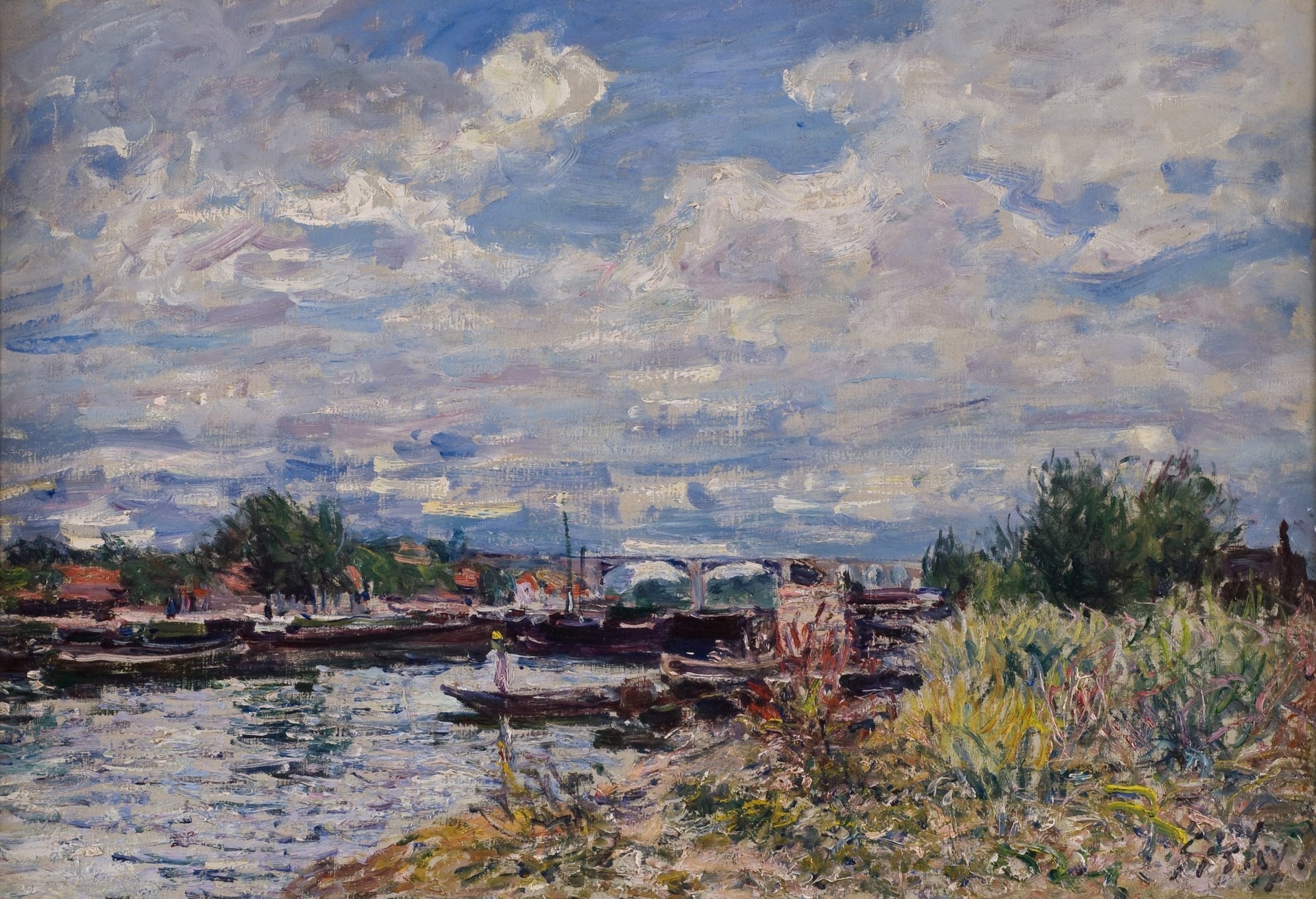 The Seine at Billancourt - by Alfred Sisley