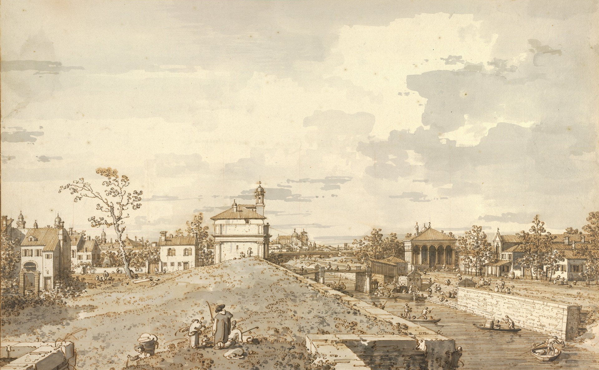 The Porta Portello with the Brenta Canal in Padua, 1740-1743 - by Canaletto