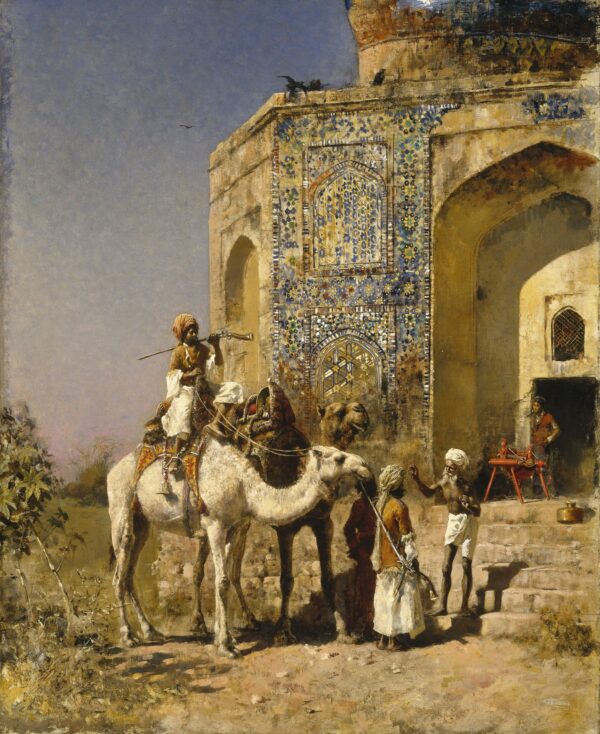 The Old Blue-Tiled Mosque Outside of Delhi, India - by Edwin Lord Weeks