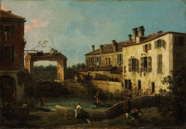 The Lock at Dolo - by Canaletto