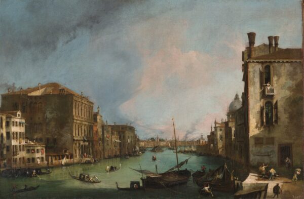 The Grand Canal in Venice with the Rialto Bridge - by Canaletto