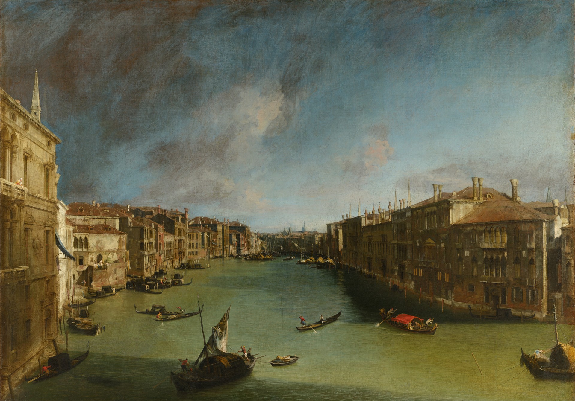 The Grand Canal from Palazzo Balbi towards the Rialto - by Canaletto