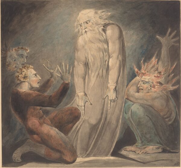 The Ghost of Samuel Appearing to Saul - by William Blake