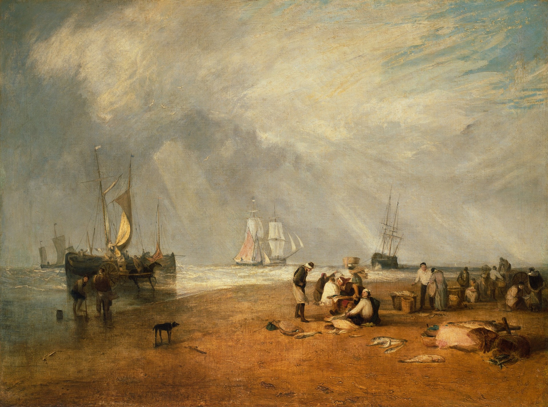 The Fish Market at Hastings Beach - by J. M. W. Turner