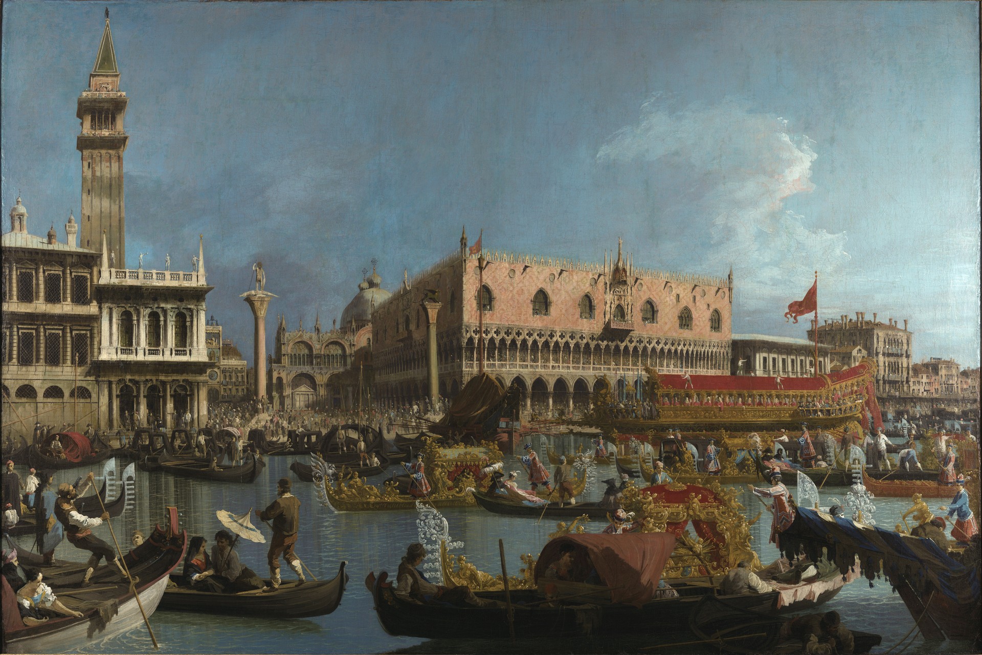 The Bucintoro Returning to the Molo - by Canaletto