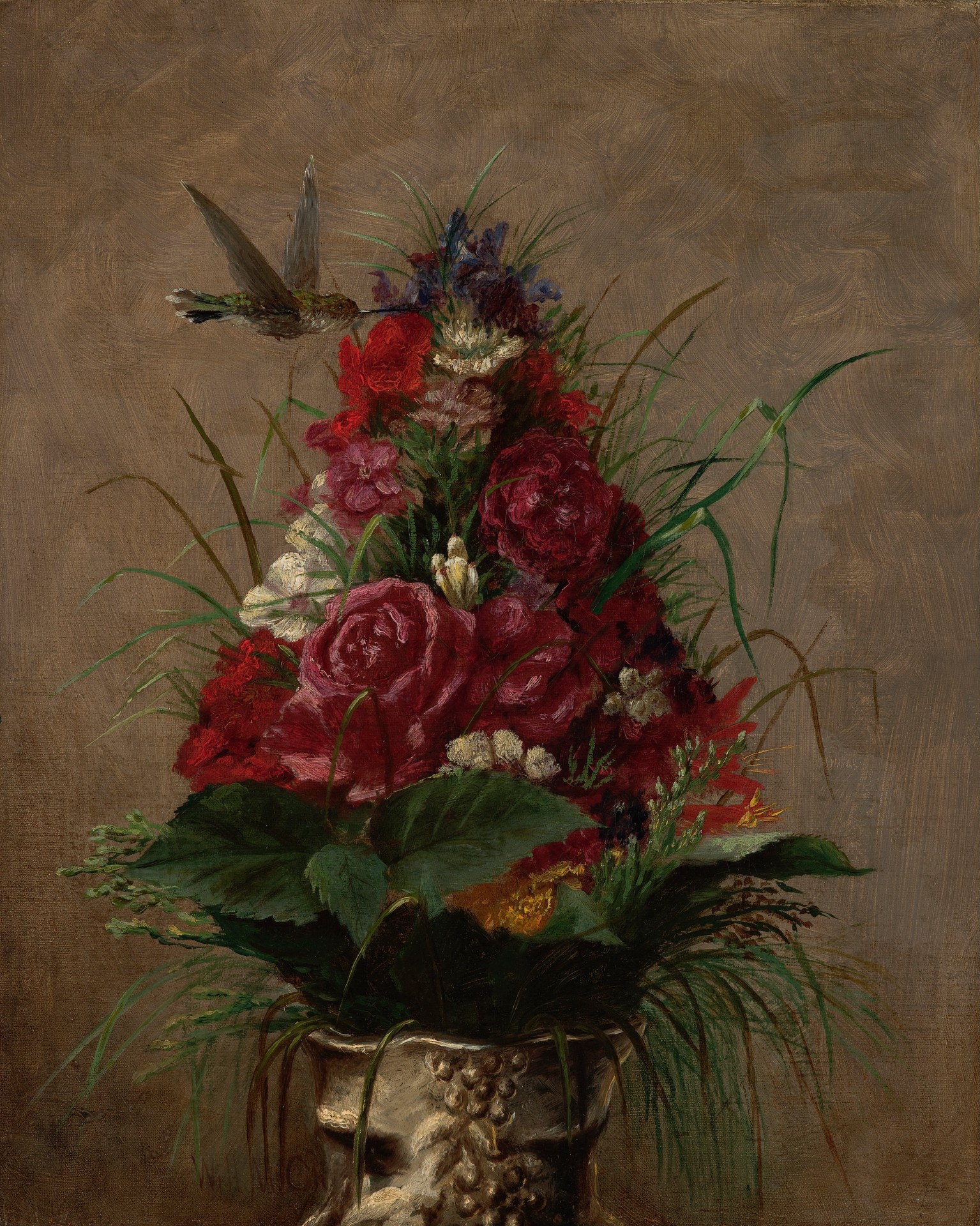 Still Life with Hummingbird - by William Merritt Chase
