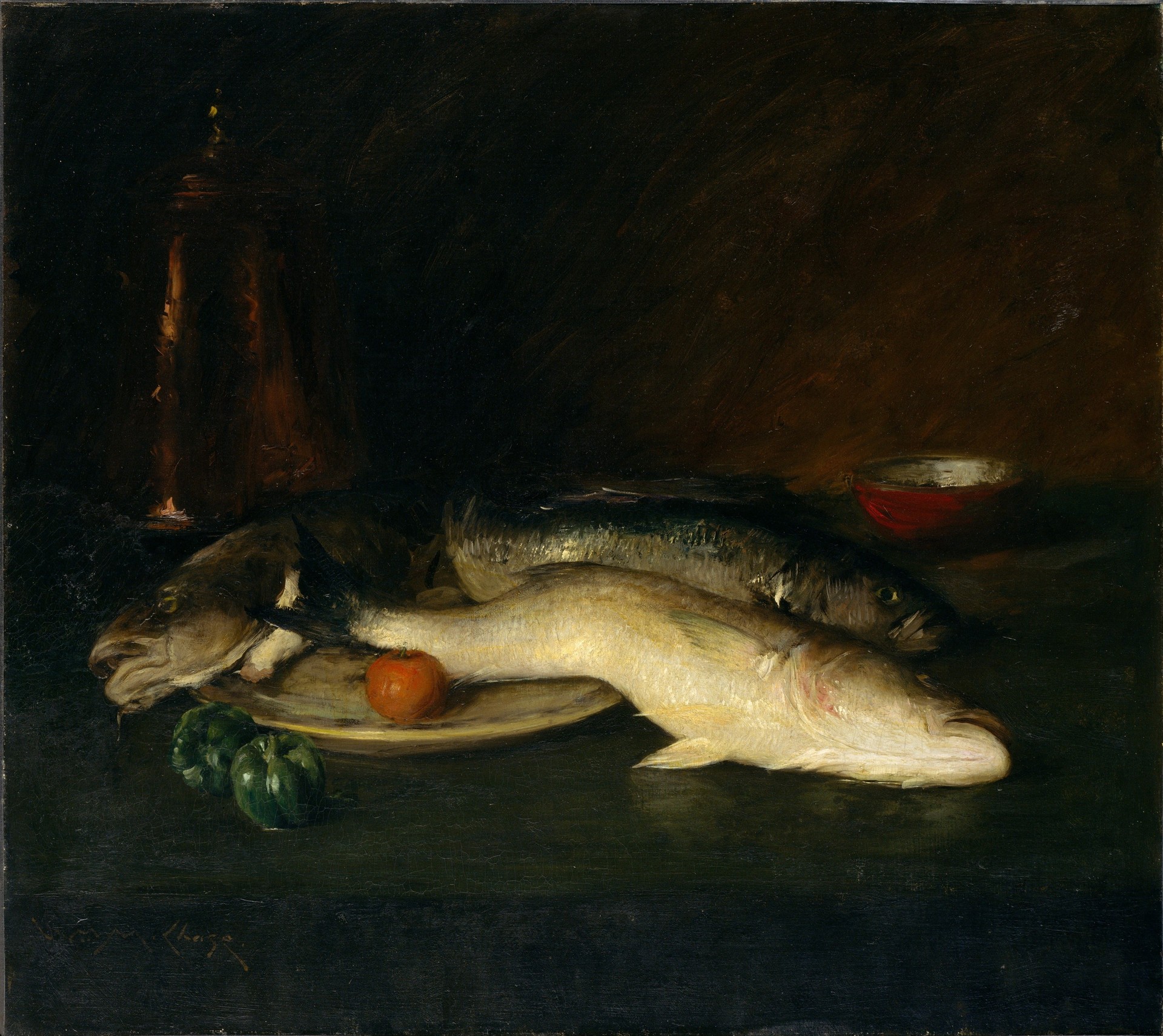 Still Life: Fish - by William Merritt Chase