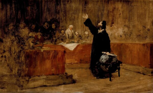 Sketch for a Picture--Columbus before the Council of Salamanca (A) (Christopher Columbus before the Council of Salamanca) - by William Merritt Chase