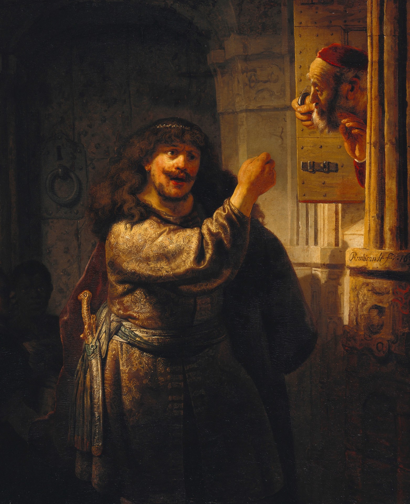 Simson threatened his father-in-law - by Rembrandt