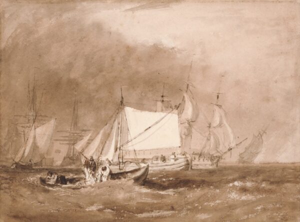 Shipping Scene, with Fishermen - by J. M. W. Turner
