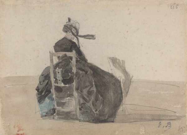 Seated Lady in Black, Trouville - by Eugène Boudin
