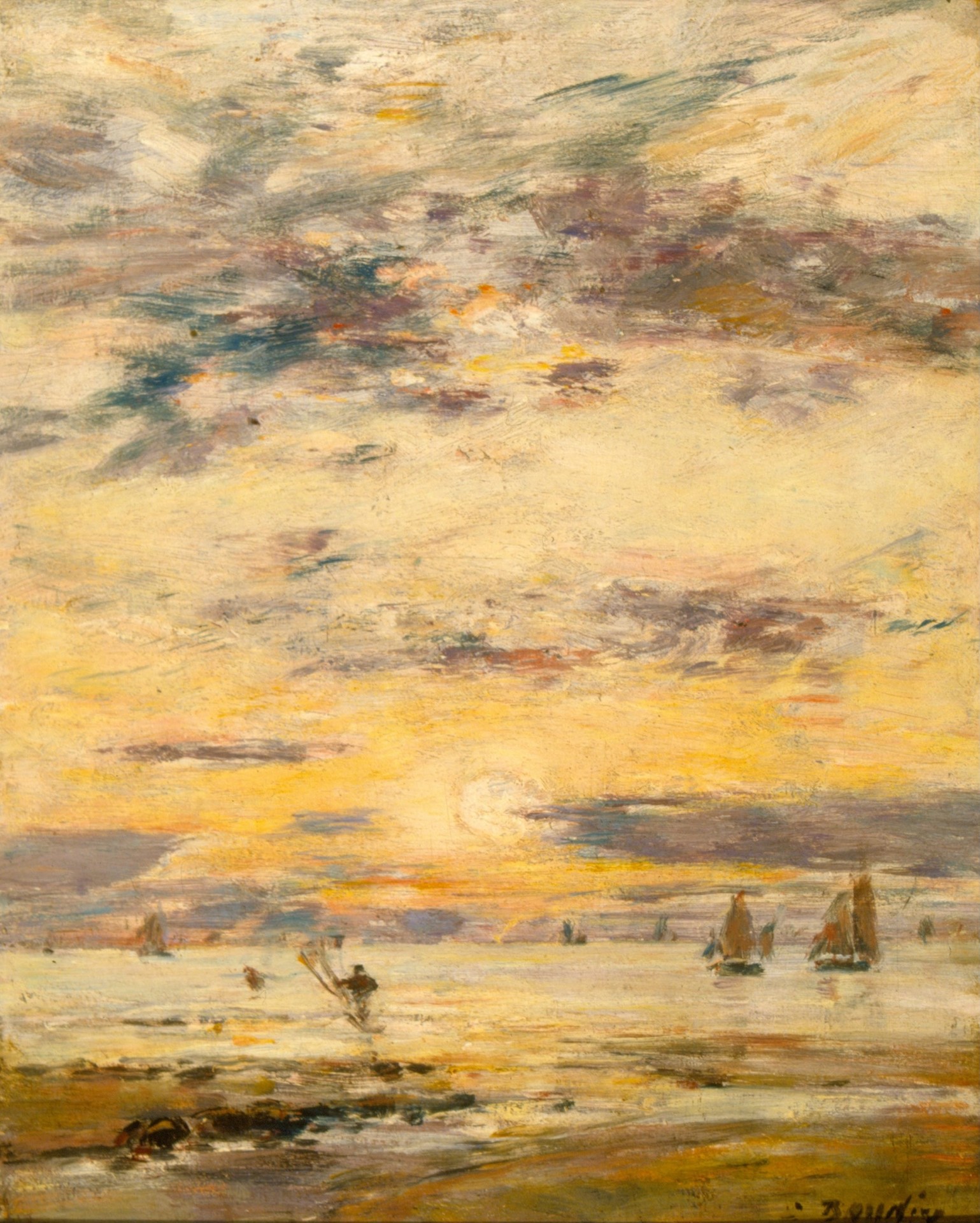 Seascape. Sunset - by Eugène Boudin