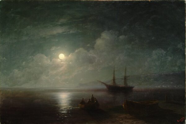 Seacape with Full Moon - by Ivan Aivazovsky