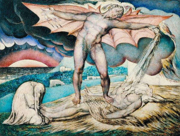 Satan Smiting Job with Sore Boils - by William Blake