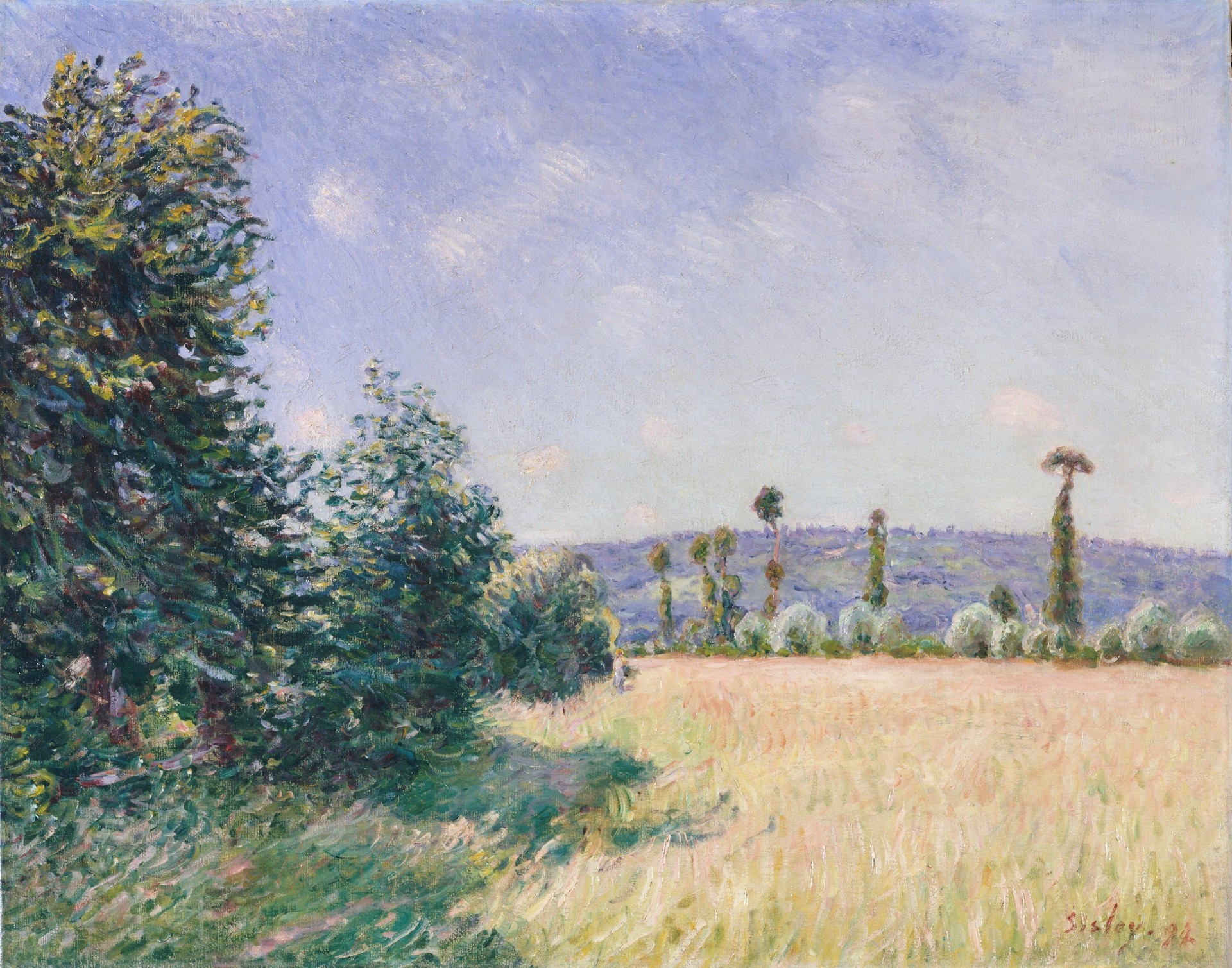Sahurs Meadows in Morning Sun - by Alfred Sisley